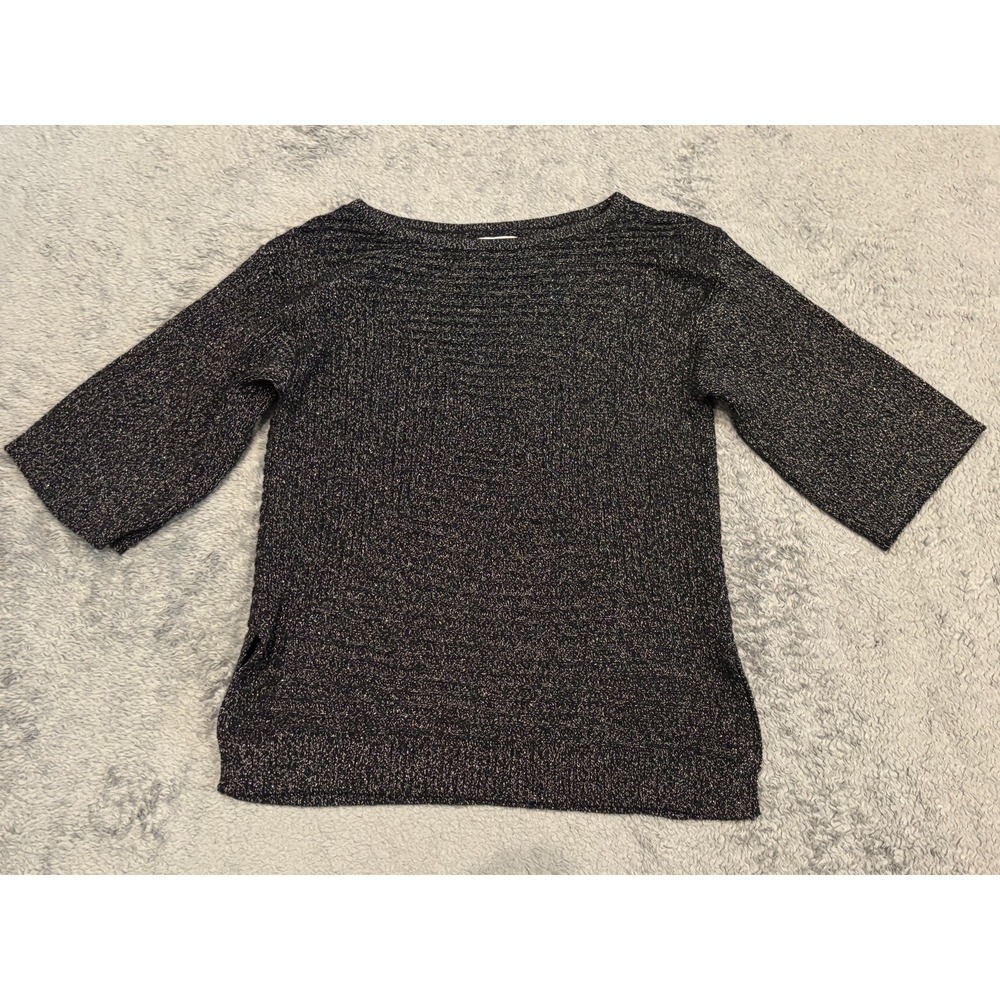 NWT Dana Buchman Sweater Womens Small 1/2 Sleeve Pullover Black Shimmer Holiday